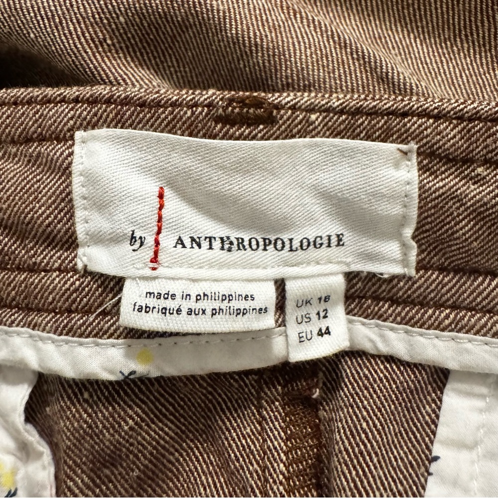 Anthropologie Linen Blend Wide Leg Pants Tan High Rise Size 12 - Picture 8 of 8